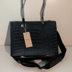 BEIS Black Croc The Mini Work Tote